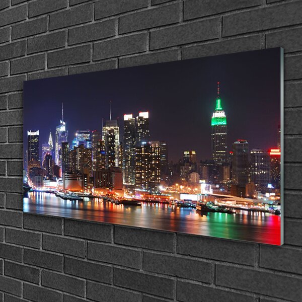 Quadro in vetro Città Grattacieli Case 100x50 cm 2 appendini