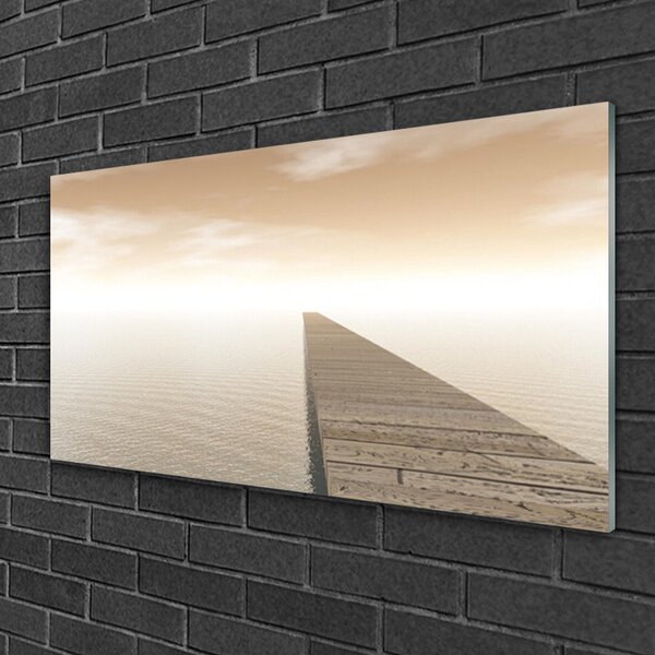 Quadro in vetro Molo marittimo Architettura 100x50 cm 2 appendini