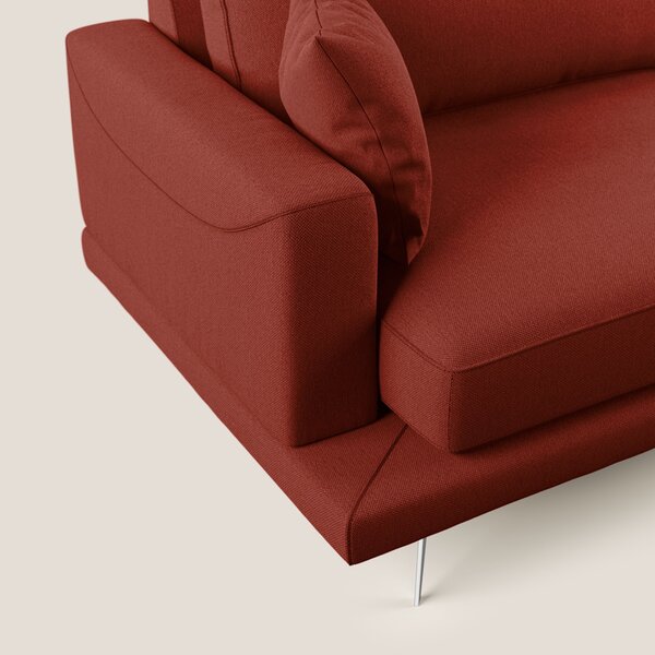 Dorian divano moderno in tessuto morbido antimacchia T05 rosso