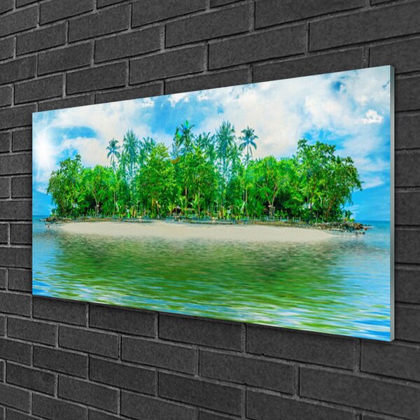 Quadro in vetro Paesaggio dell'isola di mare 100x50 cm 2 appendini