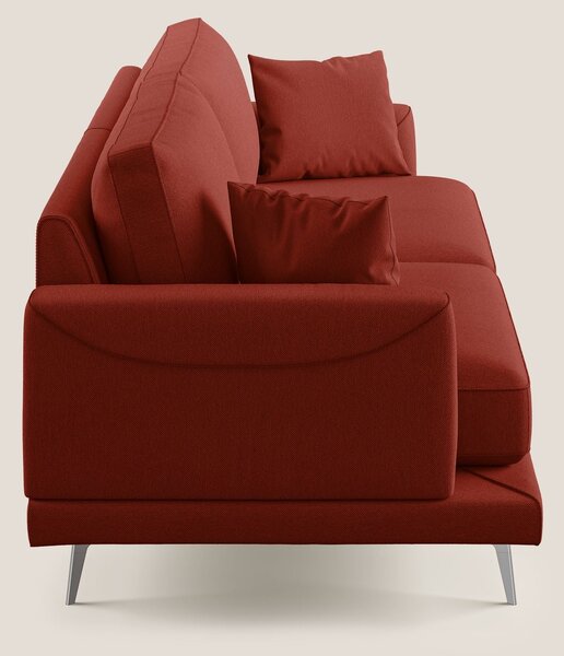 Dorian divano moderno in tessuto morbido antimacchia T05 rosso