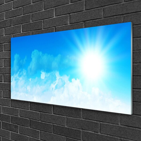 Quadro vetro Sole Cielo Paesaggio 100x50 cm 2 appendini
