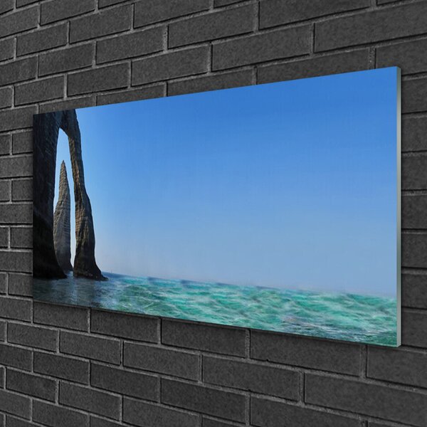 Quadro vetro Paesaggio marino roccioso 100x50 cm 2 appendini