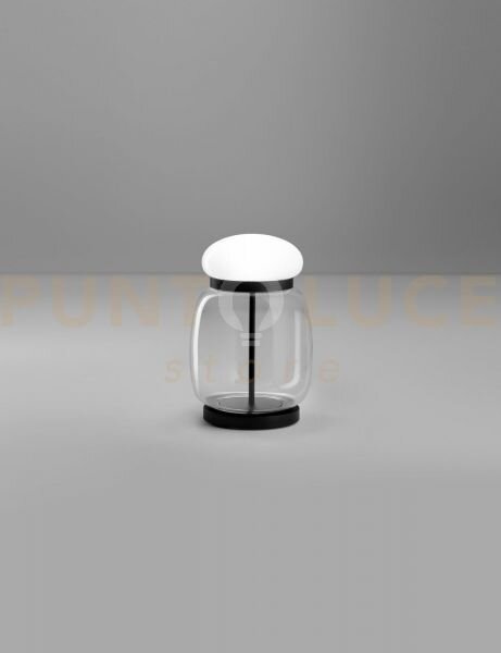 Faro lampada da tavolo s cristallo bianco montatura nero opaco 2 l2