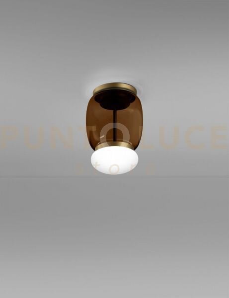 Faro lampada da soffitto s terra bruciata bianco montatura ottone v