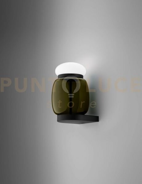 Faro applique a parete s verde antico bianco montatura nero opaco 2