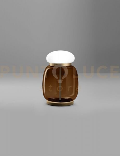 Faro lampada da tavolo g terra bruciata bianco montatura ottone ver
