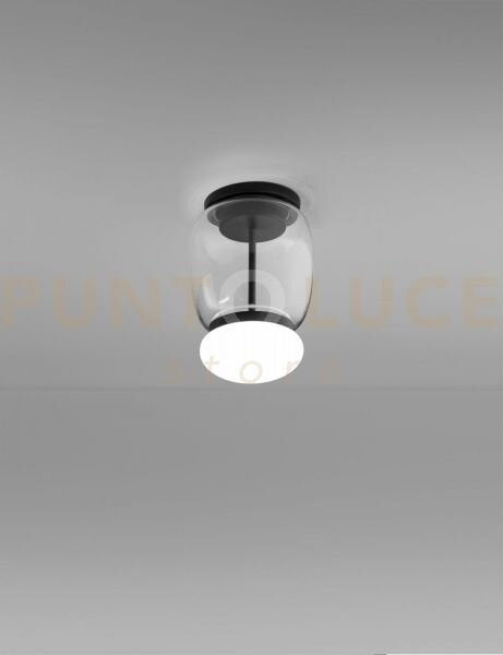 Faro lampada da soffitto s cristallo bianco montatura nero opaco 2 