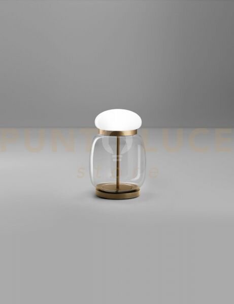 Faro lampada da tavolo s cristallo bianco montatura ottone vernicia