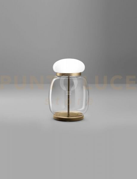 Faro lampada da tavolo g cristallo bianco montatura ottone vernicia