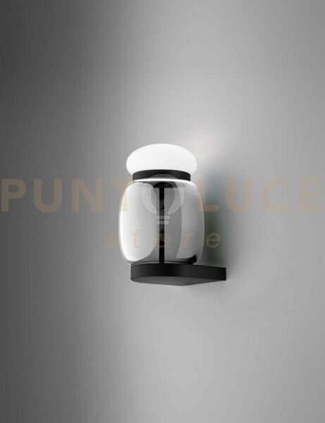Faro applique a parete s cristallo bianco montatura nero opaco 2 l2