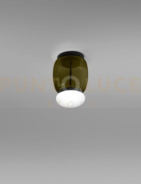 Faro lampada da soffitto s verde antico bianco montatura nero opaco