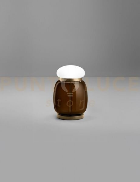 Faro lampada da tavolo s terra bruciata bianco montatura ottone ver