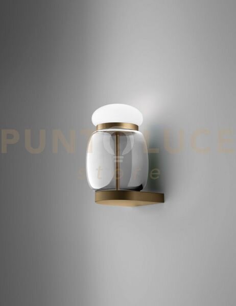 Faro applique a parete s cristallo bianco montatura ottone vernicia