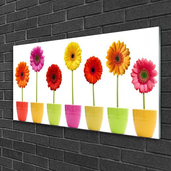 Quadro di vetro Fiori Pianta naturale 100x50 cm 2 appendini