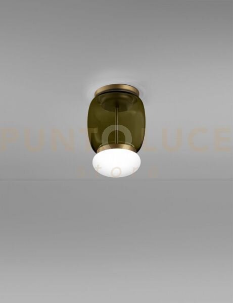 Faro lampada da soffitto s verde antico bianco montatura ottone ver