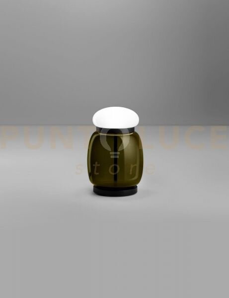 Faro lampada da tavolo s verde antico bianco montatura nero opaco 2