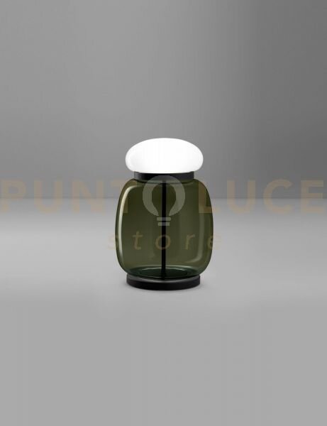 Faro lampada da tavolo g verde antico bianco montatura nero opaco 2