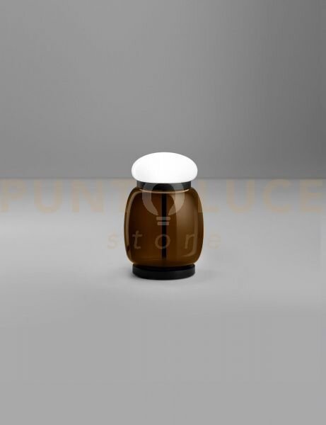 Faro lampada da tavolo s terra bruciata bianco montatura nero opaco
