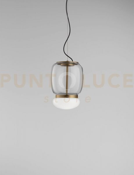 Faro sospensione s cristallo bianco montatura ottone verniciato l22