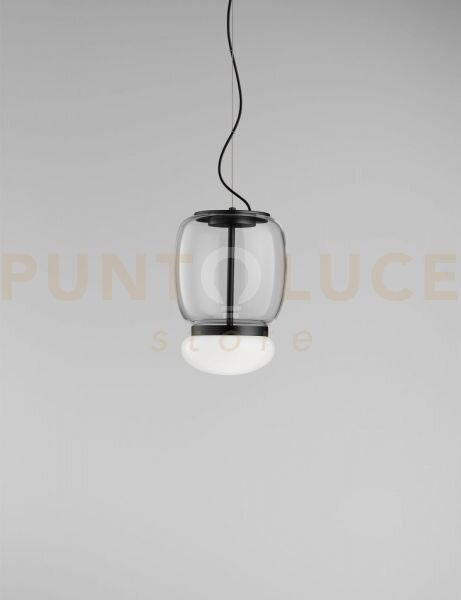 Faro sospensione s cristallo bianco montatura nero opaco 2 l2214 le