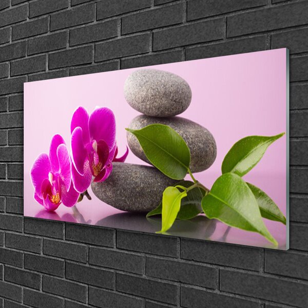 Quadro vetro Orchidea da fiore Pianta Zen 100x50 cm 2 appendini