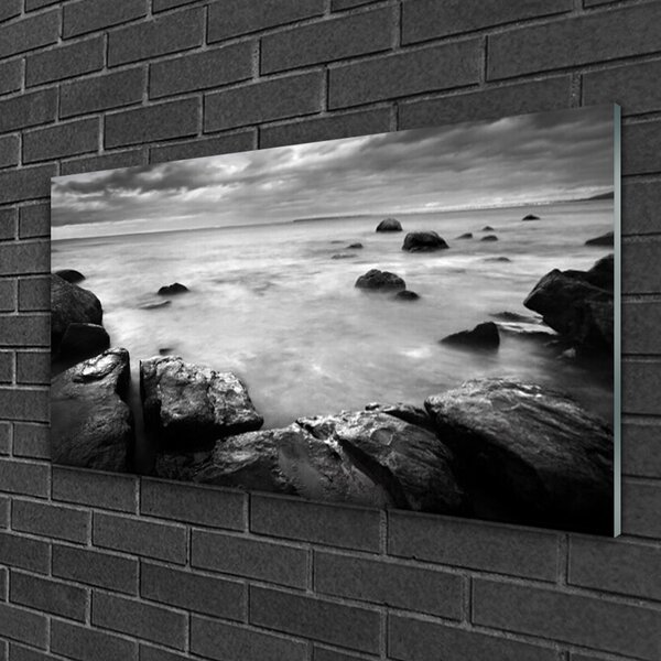 Quadro su vetro Paesaggio marino roccioso 100x50 cm 2 appendini