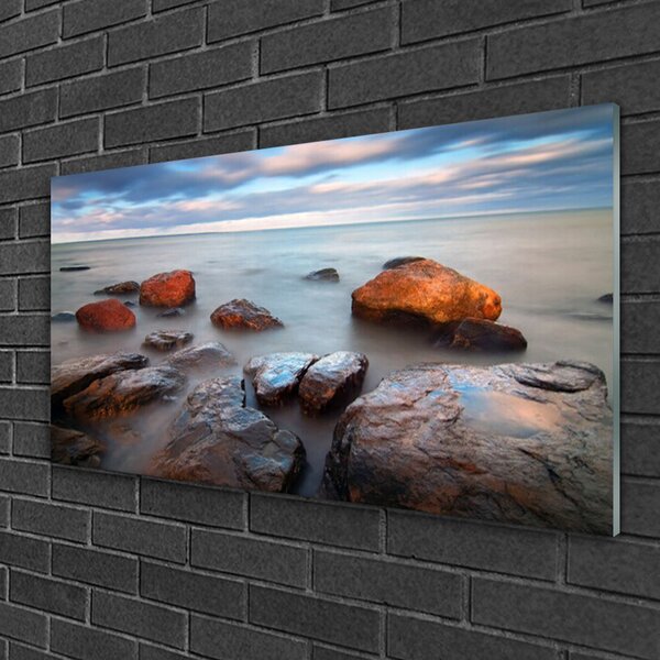 Quadro in vetro Pietre Paesaggio marino 100x50 cm 2 appendini