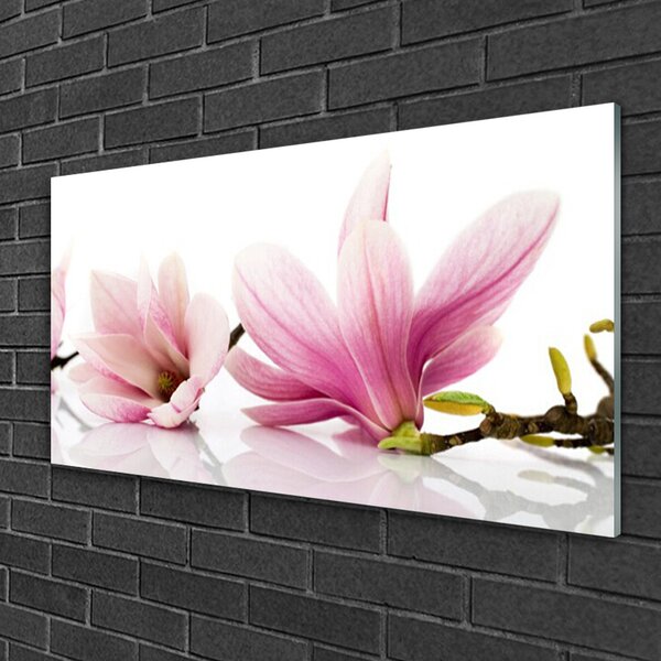 Quadro di vetro Fiori Pianta naturale 100x50 cm 2 appendini