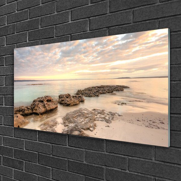 Quadro di vetro Paesaggio spiaggia mare 100x50 cm 2 appendini