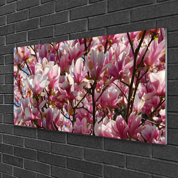 Quadro vetro Rami Fiori Pianta 100x50 cm 2 appendini