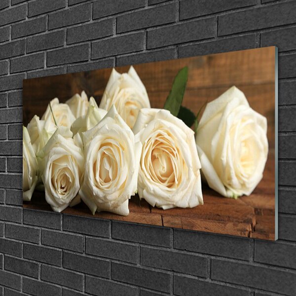 Quadro vetro Rose Fiori Pianta 100x50 cm 2 appendini