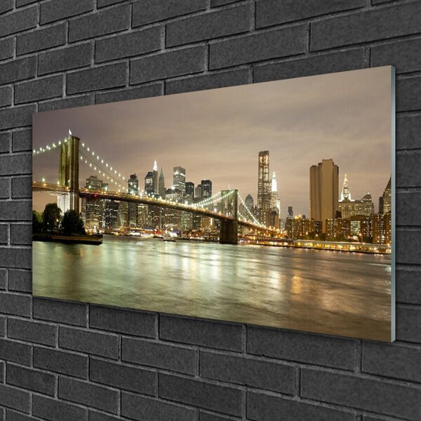 Quadro vetro Architettura del ponte della città 100x50 cm 2 appendini
