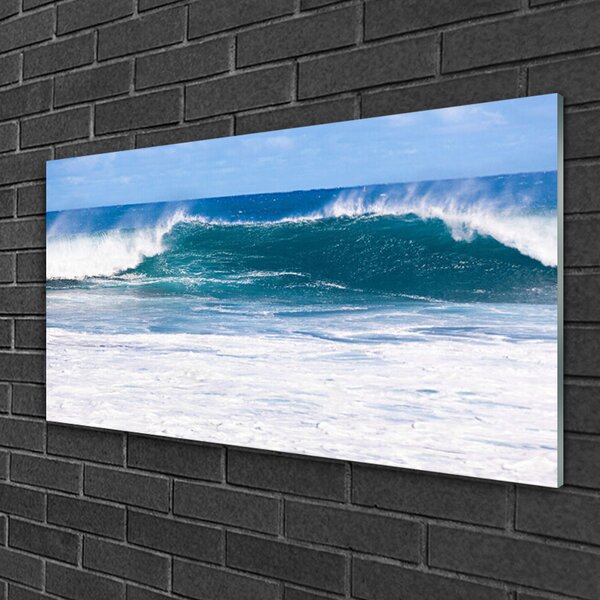 Quadro in vetro Mare Onda Acqua Oceano 100x50 cm 2 appendini