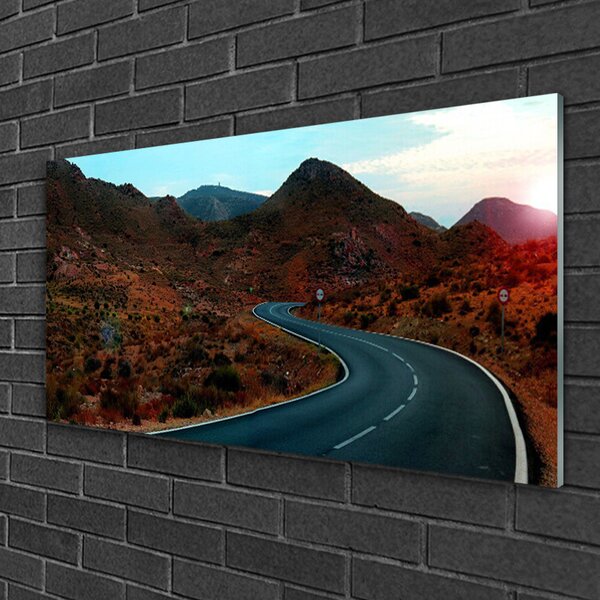 Quadro su vetro Strada del Monte Deserto 100x50 cm 2 appendini