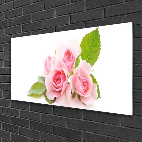 Quadro in vetro Rose Fiori Natura Pianta 100x50 cm 2 appendini