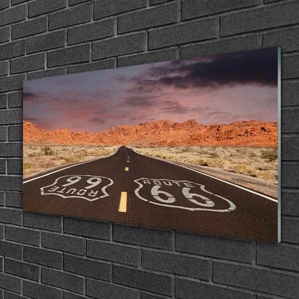 Quadro di vetro Autostrada Desert Road 100x50 cm 2 appendini