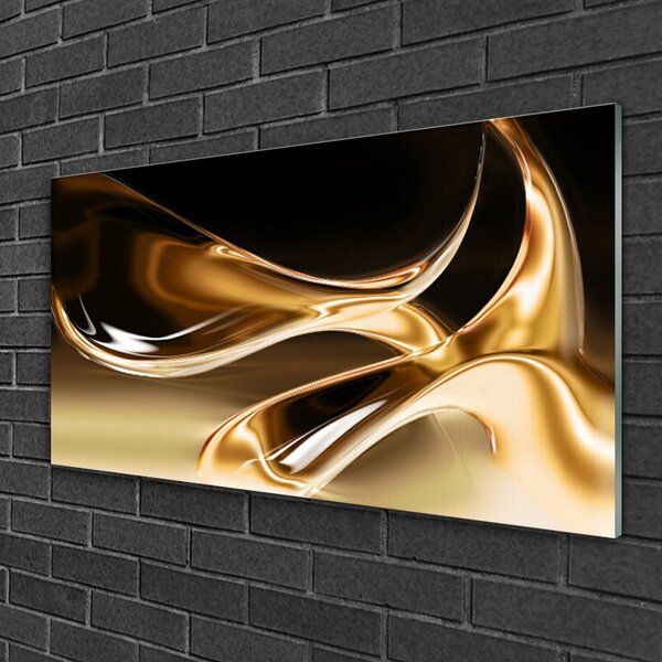 Quadro in vetro Arte astratta in oro 100x50 cm 2 appendini