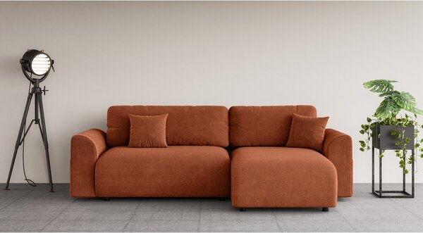 Divano angolare color mattone allungabile (con composizione variabile) Lorine – Ropez