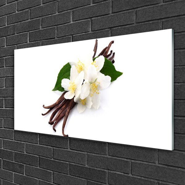 Quadro in vetro Bastoncino di vaniglia per la cucina 100x50 cm 2 appendini
