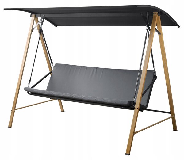 Altalena da giardino autoportante, per 3 persone, in acciaio, colore grigio, dimensioni 212 cm, con tettoia regolabile