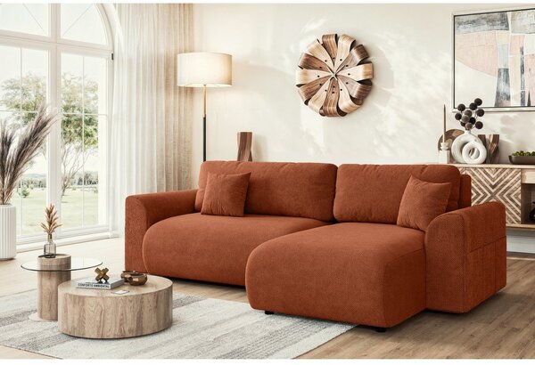 Divano angolare color mattone allungabile (con composizione variabile) Lorine – Ropez