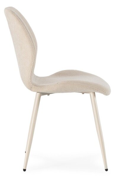 Sedie da pranzo in set color crema in imbottito 4 pz Ansu – Marckeric
