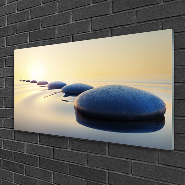 Quadro vetro Pietre nell'acqua della spa 100x50 cm 2 appendini