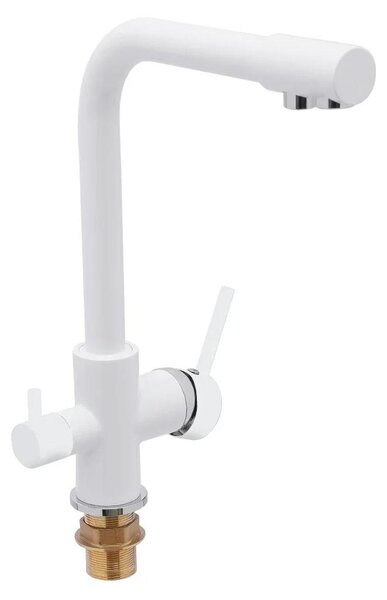 Rubinetto da cucina - Miscelatore da cucina a 3 vie - Girevole a 360° - Con 3 tubi - Bianco