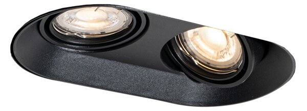 Faretto da incasso rotondo nero GU10 50mm 2 luci - Hubs