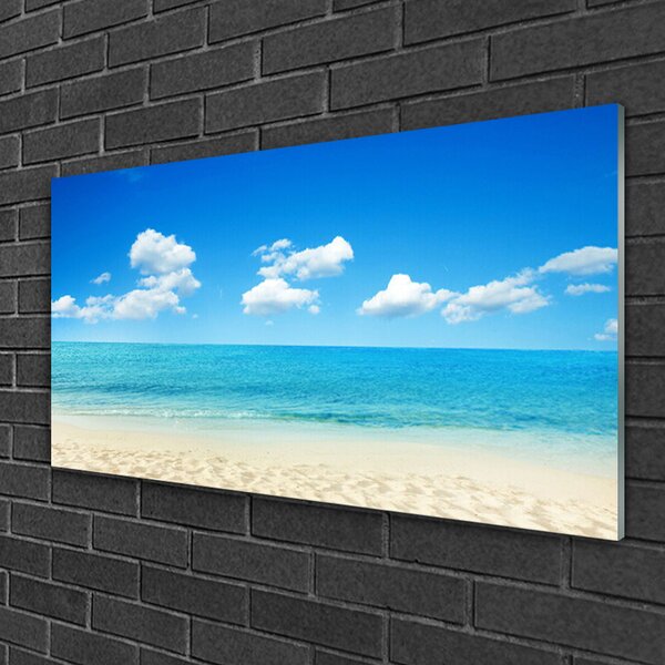 Quadro su vetro Mare blu cielo 100x50 cm 2 appendini