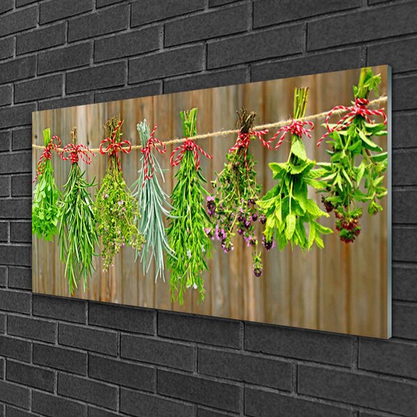 Quadro vetro Erbe secche Foglie di natura 100x50 cm 2 appendini