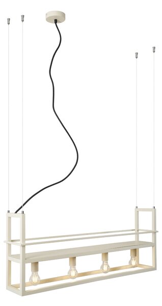 Lampada a sospensione industriale beige a 4 luci - Cage Rack