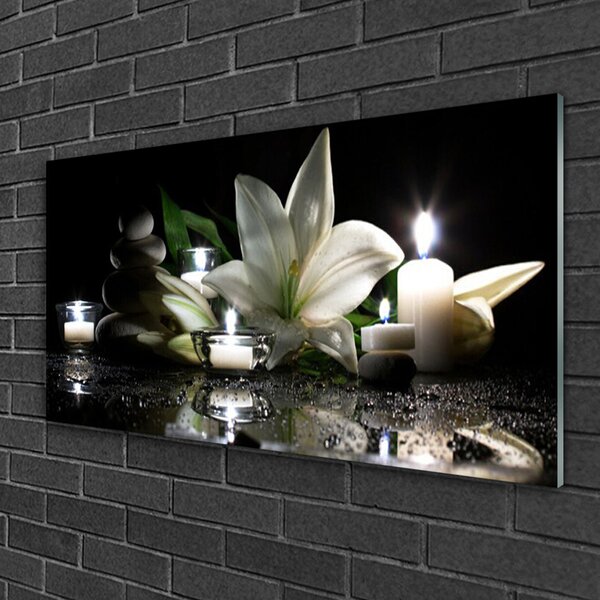 Quadro vetro Candele Lilia Natura Spa 100x50 cm 2 appendini